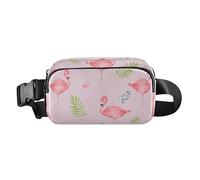 Fashionable Waist Bag Fanny Pack Unisex Adults Flamingos Hope Tropical Leaves Multipurpose Chest Bag Belt Bag with Adjustable Strap for Travel Gym Work, Flamingos hope tropical leaves, 8" x 5.3" x