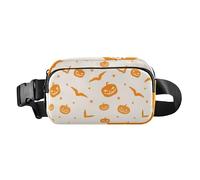 Fashionable Waist Bag Fanny Pack Women Men Happy Halloween Gold Pumpkins Bats Large Capacity Sling Bag Travel Accessory with Adjustable Strap for Travel Gym Work, Happy Hallow171een, 8" x 5.3" x 2.3",