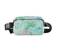 Fashionable Waist Pack Crossbody Bag for Women Men Teenagers Waterproof Crossbody Belt Bag with Adjustable Strap for Shopping Sports Work Flamingo Hope Island Palm Tropical Sunset