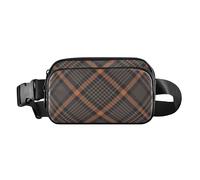 Fashionable Waist Pack Crossbody Bag for Women Men Teenagers Waterproof Crossbody Sport Bag with, Buffalo Plaid Tartan Check Scotland Brown And Orange, 8" x 5.3" x 2.3", Retro, Buffalo Plaid Tartan