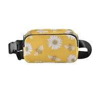 Fashionable Waist Pack Crossbody Bag Honey Bees Daisy Yellow Women Men Small Crossbody Sport Bag with Adjustable Strap for Travel Shopping Running, Honey Bees Daisy Yellow, One Size