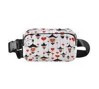 Fashionable Waist Pack Crossbody Bag Men Women Happy Halloween love reds Large Capacity Crossbody Bag Anti Theft Waist Pack with Adjustable Strap for Workout Running Hiking, Happy Halloween173, 8" x