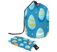 Fashionable Waterproof Barrel Makeup Bag for Women, Spacious Enough for All Your Cosmetic Needs, Easter Eggs Blue