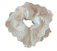 Fashionable White Lace Hair Scrunchies Large Elastic Hair Scrunchy Ponytail Holder Soft Hair Rope For Women