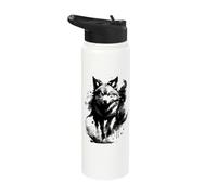 Fashionable Wolf with Blue Eyes in Artistic Design Stainless Steel Insulated Water Bottle