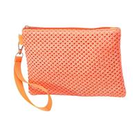 Fashionable Women Woven Purse Lightweight Beach Vacation Wristlet Envelope Bag Solid Color Straw Zippered Handbag Wallet Fashionable Wristlet Clutch