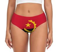 Fashionable Women's Briefs - Angola Flag Print Underwear, Soft Stretch, Tummy Control, Breathable, Elastic Waistband, Black, M