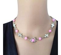Fashionable Women's Necklace Jewelry Beautiful Beaded Necklace With Heart And Crosses Charm For Parties Gatherings Women Fashion Jewelry