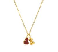 Fashionable Women's Necklace PVD Gold Double-cupid Pear-shaped Pendant - Red Shell Gourd Necklace