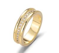 Fashionable Women's Ring 6 mm Wide Cubic Zirconia Gold or Silver Colours Sizes 5-10 Elegant Jewellery for Everyday, Engagement, Wedding or Gift, 9, Copper Cubic Zirconia, Cubic Zirconia