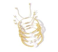 Fashionable Women's Set With Gold Sturdy Beads And Love Heart Star Crosses Charm Adjustable Length Designs