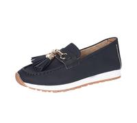 Fashionable women's shoes for leisure, holidays, comfortable closed shoes with fringes for the perfect look for any occasion, black, 8 UK