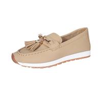 Fashionable women's shoes for leisure, holidays, comfortable closed shoes with fringes for the perfect look for any occasion, beige, 7 UK