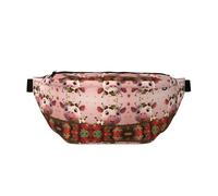 FashionableCows and Strawberries Running Waist Bag, Light and Comfortable, Suitable for Travel, Shopping, Cycling and Fitness