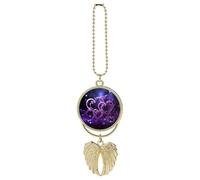 Fashional Purple Hearts Car Hanging Ornament Rear View Mirror Pendant Cute Car Mirror Aesthetic Decor Funny Auto Pendant Auto Charms Gifts for Men Women Golden-style