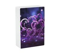 Fashional Purple Hearts Cigarette Case, Plastic Waterproof Shockproof, Airtight Push Open Cigarette Box, Capacity King Size Cigarette Holder, Portable Cigarette Container for Outdoor Travel Camping Of