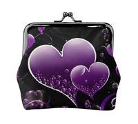 Fashional Purple Hearts Full Double-Sided Printed Pattern Women's and Girls' Fashionable Leather Kiss Lock Coin Purse Card Bag