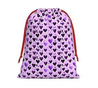 Fashional Purple Hearts Print Drawstring Gift Reusable Pouch Wedding Candy Toys Cards Storage Function Portable