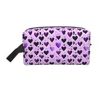 Fashional Purple Hearts Print Large Capacity Travel Toiletry Bag Unisex Daily Storage Portable Cosmetic Pouch