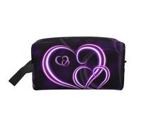 Fashional Purple Hearts Print Travel Toiletry Bag, Spacious Capacity Cosmetic Bag for Women Toiletry Bag for Men