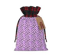 Fashional Purple Hearts Print Xmas Drawstring Eco-Friendly Gift Bags For Christmas Party Wrapping Present Needs