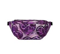 Fashional Purple Hearts Printed Fanny Pack Waist Bag for Men Women, Adjustable Bumbags Hip Bum Bag Travel Crossbody Bags Sports Running Hiking Belt Bag
