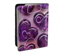 Fashional Purple Hearts Printed Passport Holder - 6.5 x 4.5 Inch RFID Blocking Travel Wallet,Stylish Passport Cover,Lightweight Document Organizer for Cards
