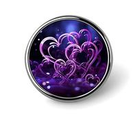 Fashional Purple Hearts Round Badge Personalized Lapel Brooch Lightweight Durable Tinplate Badge for Hat Clothes Backpack Pins Decor, Circular, Aluminum, aluminum alloy