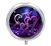 Fashional Purple Hearts Small Pill Box 3 Grids Travel Pill Case Portable Daily Pill Organizer with Anti-Mixing Design Easy to Retrieve Meds for Medication, Vitamin, Supplements