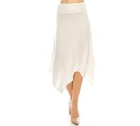 Fashionazzle Women's Flowy Handkerchief Hemline Midi Skirt, Ws01-off White, L