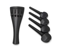FashionCha 4/4 Ebony Cello Tuning Pegs with Built-in Fine Tuner, Cello Peg Set Replacement for 4/4-1/8 Cellos, Ebony with Shell Inlay Pegs
