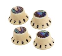 FashionCha 4 Easy to Install, Stylish Guitar Knobs for Controlling The A, Volume And Tone of Your Electric Guitar, yellow black letter