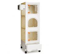 FashionCha Cage Wheels Transparent Front, Iron Construction, Water Food Bowls, Transparent Front, Universal Wheels, Perch, Bird Keeping, White, White, 1-column 3-layer (36 * 36 * 130cm) Luxury Set