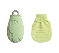 FashionCha Cartoon Hand Warmer Water Bottle with Cover for Kids and Women, Green