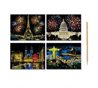 FashionCha Etching with Pen, Paper Card, Famous Landmarks