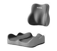 FashionCha Lumbar Support, Back Cushion, Seat Cushion Made of Memory Foam, Ergonomically Shaped for Armchairs and Home Use, Double Gray