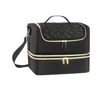 FashionCha Nail Polish Organizer Case Double Layer Fingernail Polish Travel Organizer Handbag for Cosmetic, Black