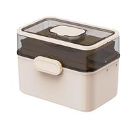 FashionCha Portable Medicine Box with Handle Art Crafts Case Medicine Cabinet for Workplace, Beige