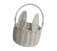 FashionCha Rattan Easter Bunny Decoration Basket - Handwoven Wicker Bucket Spring & Easter Decor Gift for Kids Harvest Easter Egg basket for Mantel, Tabletop or Garden Display