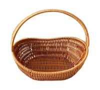 FashionCha Synthetic Rattan Kitchen Basket with Handle, Lightweight, Ideal for The Beach, Park Or Garden. Easy to Clean, And Versatile, Length 26cm