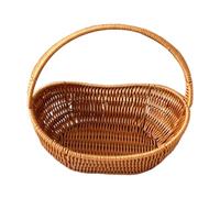 FashionCha Synthetic Rattan Kitchen Basket with Handle, Lightweight, Ideal for The Beach, Park Or Garden. Easy to Clean, And Versatile, Length 36cm