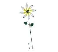 FashionCha Weather Resistant Metal Windmill with Stake for Courtyard Flower Display, white
