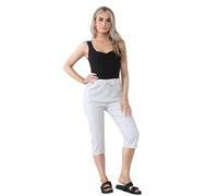 Fashionesta Flowk® Ladies Stretch Plain Magic Italian Shorts - Womens Comfy Crushed Casual Summer Short Joggers Stretchy Capri Bottom Short (Beige, 8-14)