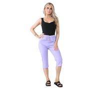 Fashionesta Flowk® Ladies Stretch Plain Magic Italian Shorts - Womens Comfy Crushed Casual Summer Short Joggers Stretchy Capri Bottom Short (Lilac, 8-14)
