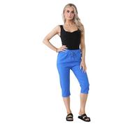 Fashionesta Flowk® Ladies Stretch Plain Magic Italian Shorts - Womens Lagenlook Comfy Crushed Casual Summer Short Joggers Stretchy Capri Bottom Pants (Royal Blue, UK 8-14)