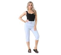 Fashionesta Flowk® Ladies Stretch Plain Magic Italian Shorts - Womens Lagenlook Comfy Crushed Casual Summer Short Joggers Stretchy Capri Bottom Pants (Grey, UK 8-14)