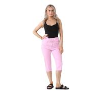 Fashionesta Flowk® Ladies Stretch Plain Magic Italian Shorts - Womens Lagenlook Comfy Crushed Casual Summer Short Joggers Stretchy Capri Bottom Pants (Nude, UK 8-14)