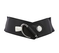 FASHIONGEN - Cowhide leather elastic belt for women, DARLENE - Black, Large