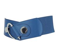 FASHIONGEN - Cowhide leather elastic belt for women, DARLENE - Blue, X-Large