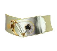 FASHIONGEN - Cowhide leather elastic belt for women, DARLENE - Golden, X-Large